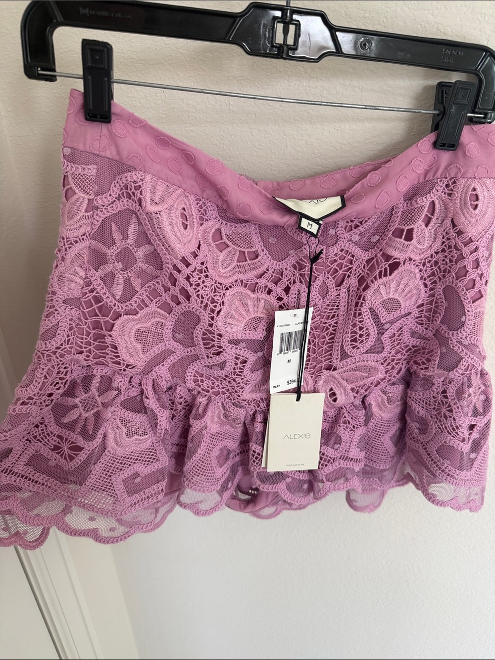 Alexis Lavender Pink Lace Peplum Mini Skirt